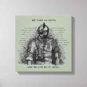 Soldier Warrior - Oath Customize Background Colour Canvas Print