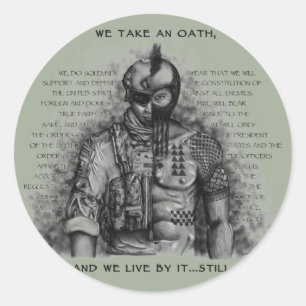 Soldier Warrior - Oath Customize Background Colour Classic Round Sticker