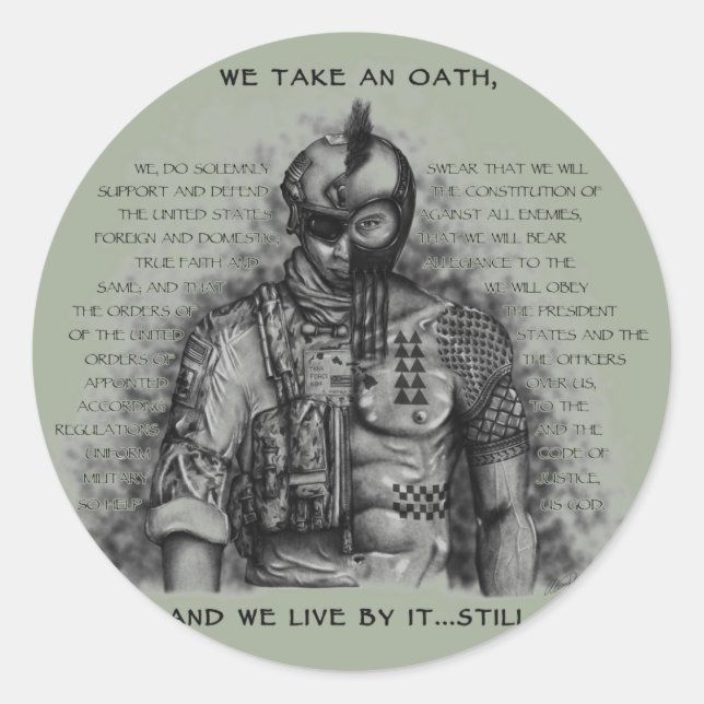 Soldier Warrior - Oath Customize Background Colour Classic Round Sticker (Front)