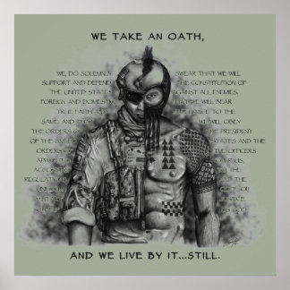 Soldier Warrior - Oath Customize Background Colour Poster