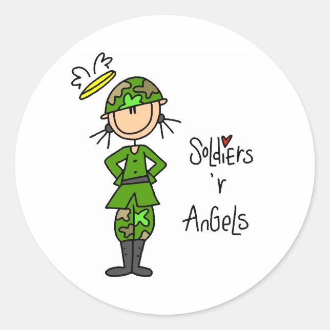 Soldiers Are Angels Classic Round Sticker (Front)