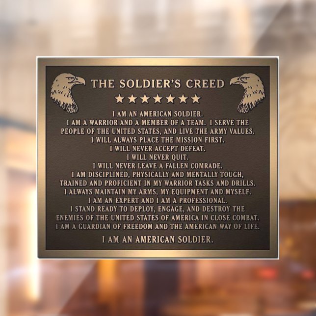 Soldier's Creed Window Cling (Sheet 2)