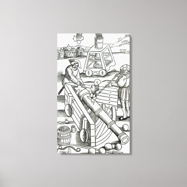 Soldiers firing a cannon canvas print (Front)