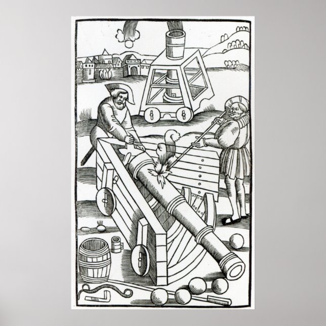 Soldiers firing a cannon poster (Front)