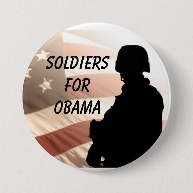 Soldiers For OBAMA 3 Inch Round Button (Front)
