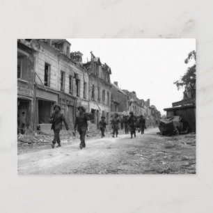 Soldiers in Caen Postcard