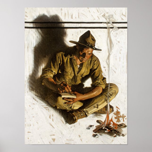 Soldier's Letter to Home, 1917 by Leyendecker Poster (Front)