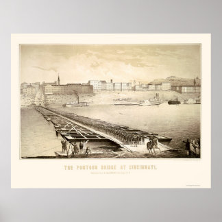 Soldiers on a Cincinnati Pontoon Bridge 1864 Poster