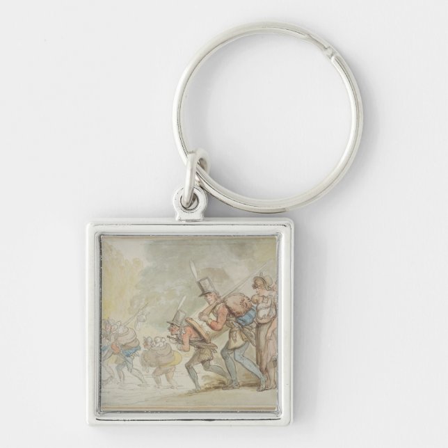 Soldiers on a March, 1805 (pen & ink and watercolo Keychain (Front)
