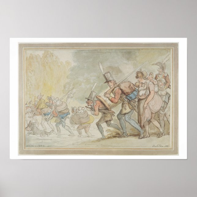 Soldiers on a March, 1805 (pen & ink and watercolo Poster (Front)