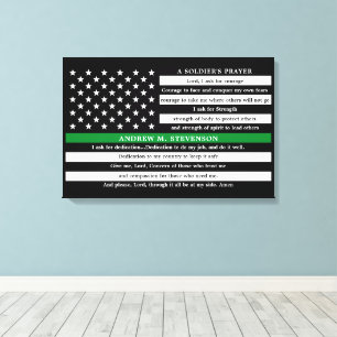 Soldiers Prayer Personalized Thin Green Line Canvas Print