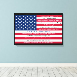 Soldiers Prayer Personalized USA American Flag Canvas Print