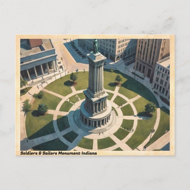 Soldiers & Sailors Monument Indiana Vintage Travel Postcard (Front)