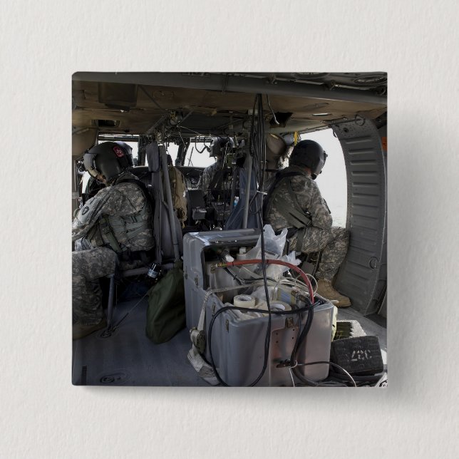 soldiers watch for hazards 2 inch square button (Front)