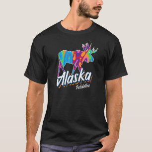 Soldotna Alaska Usa Colourful Moose Art Vacation S T-Shirt