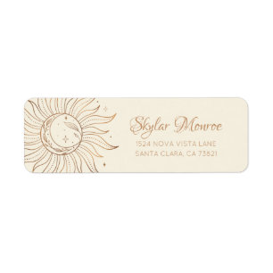 Soleil céleste d'or et lune sur ivoire Adresse de