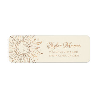 Soleil céleste d'or et lune sur ivoire Adresse de