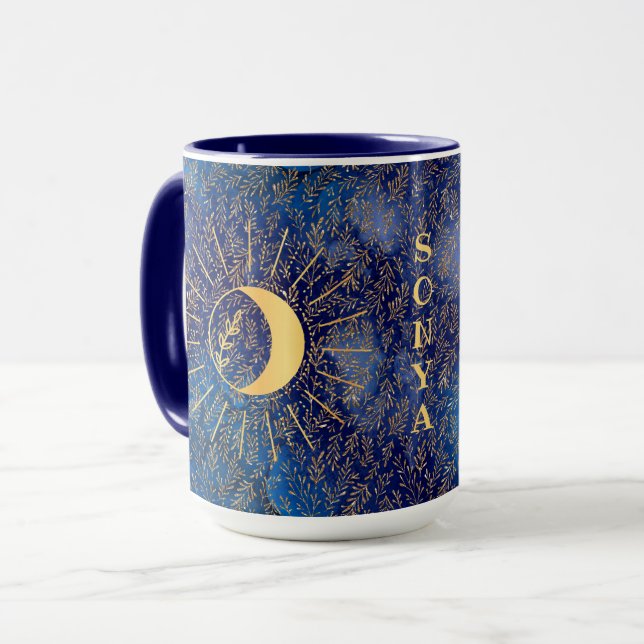 Soleil céleste et lune personnalisés 15 oz de Mug (Devant gauche)