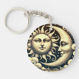 Soleil céleste vintage et lune