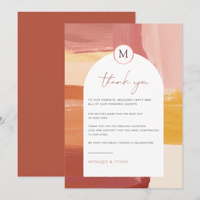 Soleil de Terracotta | Merci de table Mariage (Devant / Derrière)