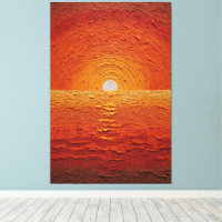 Soleil doré sur l'horizon océanique Art mural abst
