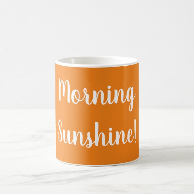 Soleil du matin orange en blanc Script Mug de café (Centre)