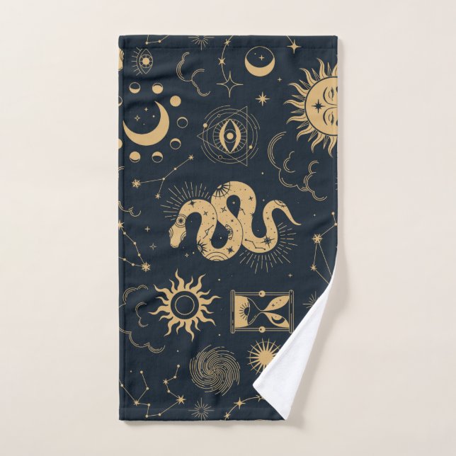 Soleil et Lune - Astronomie Witch (Serviette à main)