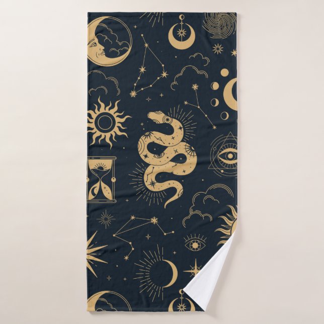 Soleil et Lune - Astronomie Witch (Serviette de bain)