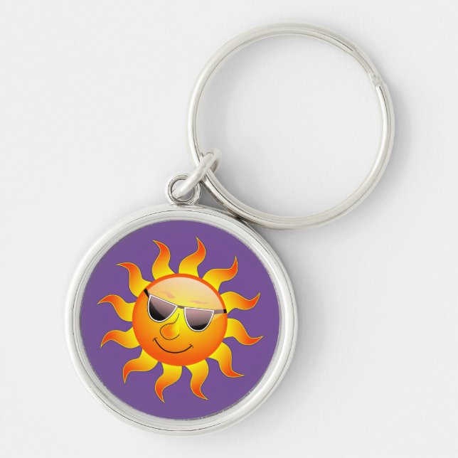 Soleil heureux Lunettes de soleil Porte-clés (Devant)