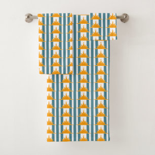 Soleil Jaune Orange sur les rayures Turquoises