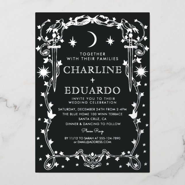 Soleil & Lune Golden Ivy Orament Faire-part de mar (Recto)