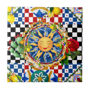 soleil sicilien, citron, carreaux méditerranéens,