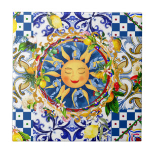 soleil sicilien, citron, carreaux méditerranéens,