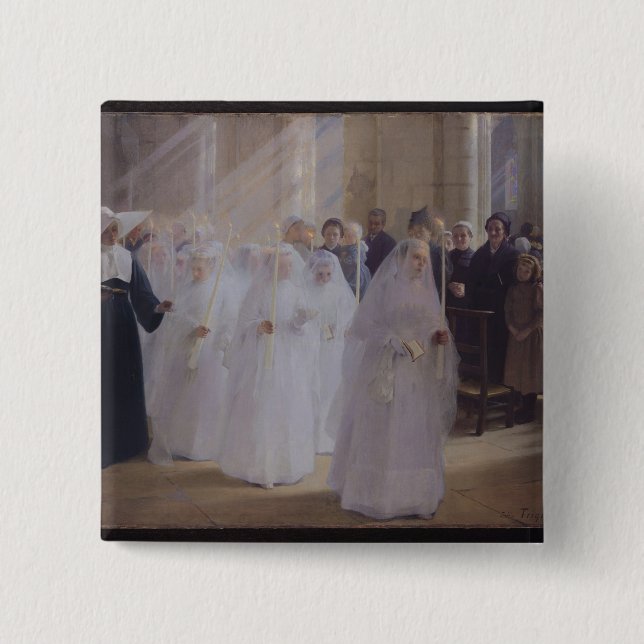Solemn Communion 2 Inch Square Button (Front)