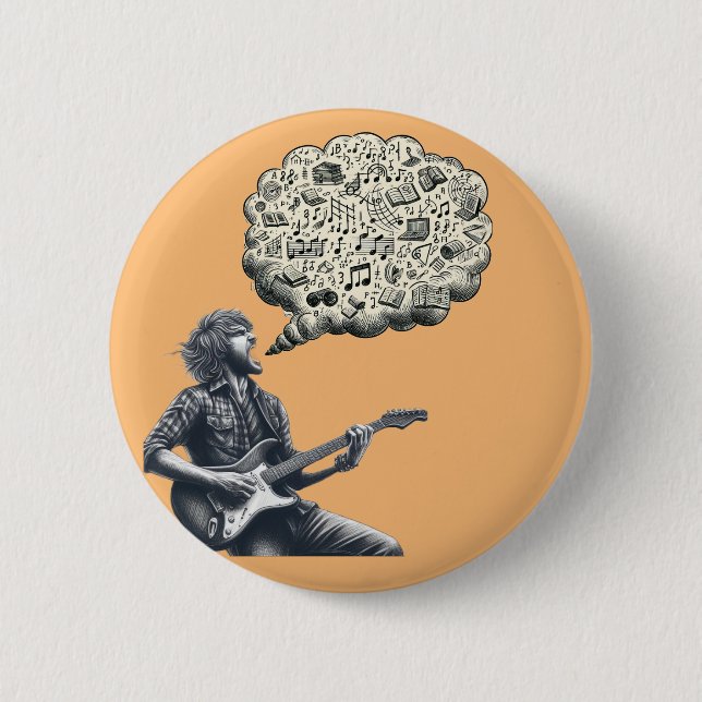 Solfeggio explosive guitar player 2 inch round button (Front)