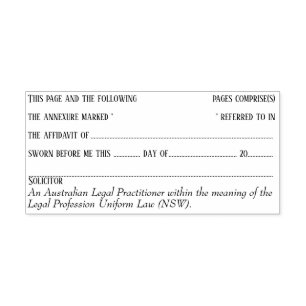 Solicitor affidavit annexure page number Legal NSW Self-inking Stamp