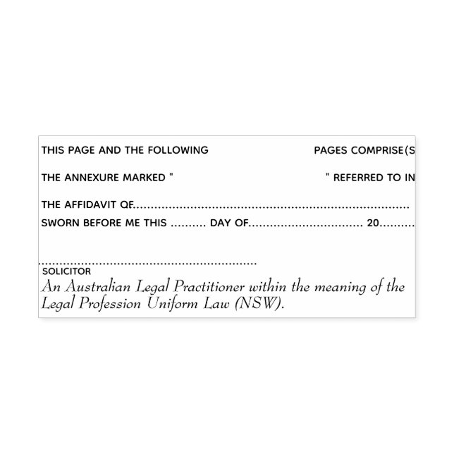 Solicitor affidavit annexure page number Legal Self-inking Stamp (Design)