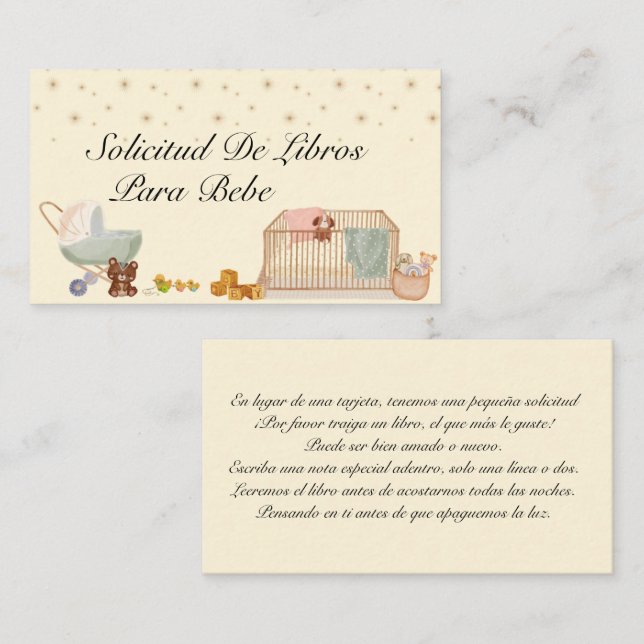Solicitud De Libro Para Bebe, Book Request Enclosure Card (Front/Back)
