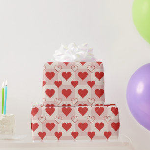 Solid and Outline Hearts Wrapping Paper