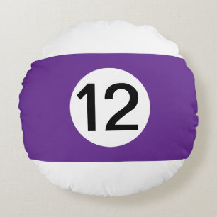 Solid and Stripe Billiard Balls #12 Collect all 15 Round Pillow