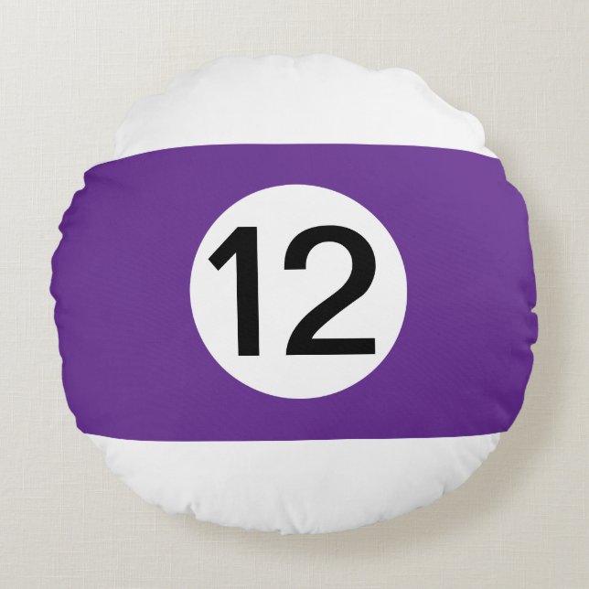 Solid and Stripe Billiard Balls #12 Collect all 15 Round Pillow (Front)