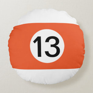 Solid and Stripe Billiard Balls #13 Collect all 15 Round Pillow