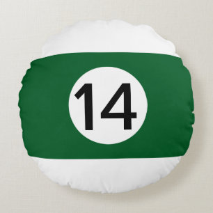 Solid and Stripe Billiard Balls #14 Collect all 15 Round Pillow
