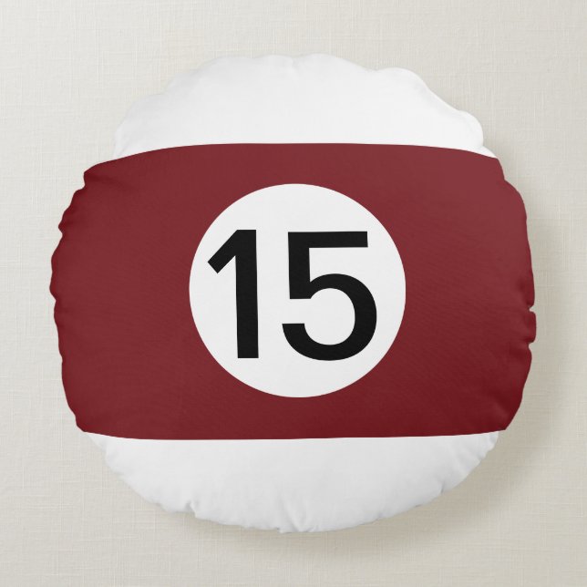 Solid and Stripe Billiard Balls #15 Collect all 15 Round Pillow (Front)