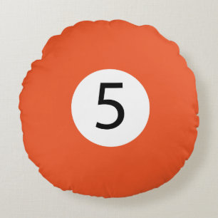 Solid and Stripe Billiard Balls #5 Collect all 15 Round Pillow