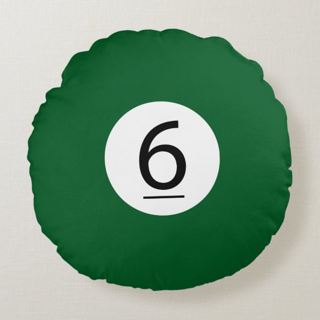 Solid and Stripe Billiard Balls #6 Collect all 15 Round Pillow (Front)