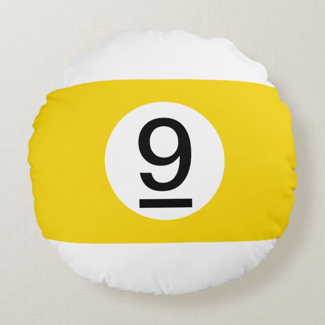 Solid and Stripe Billiard Balls #9 Collect all 15 Round Pillow (Front)