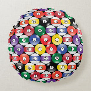 Solid and Stripe Billiards Round Pillow