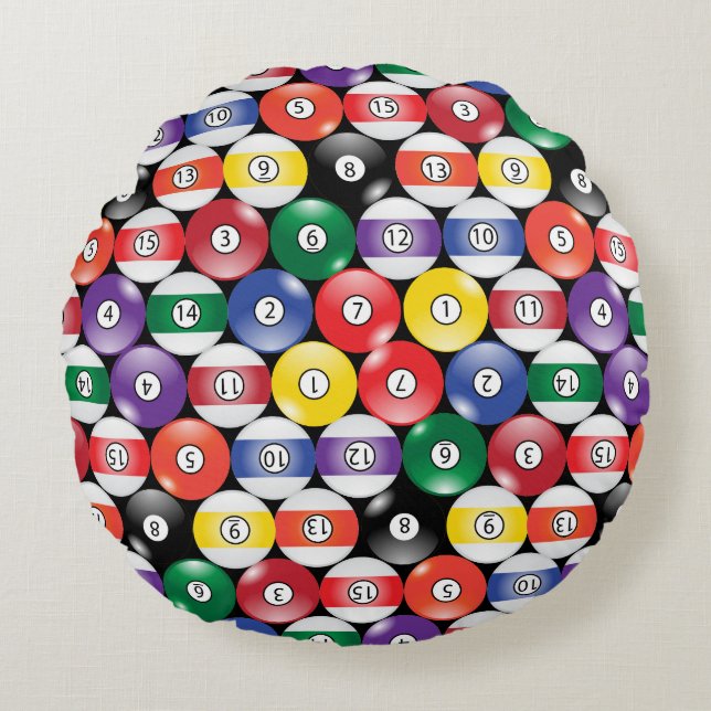 Solid and Stripe Billiards Round Pillow (Front)