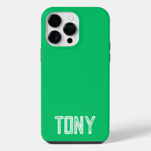 Solid Apple Green Custom Name Monogram iPhone 14 Pro Max Case